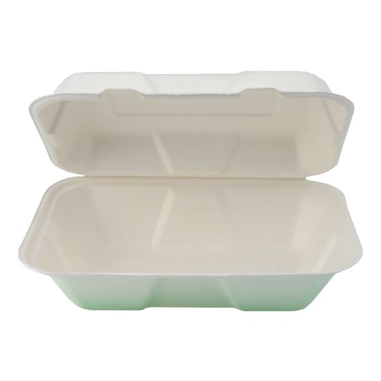 Picture of Stalk Market Hinged Hoagie Containers, 9in x 6in x 3in, White, Pack of 200