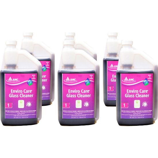 Picture of RMC Enviro Care Glass Cleaner - Concentrate - 32 fl oz (1 quart) - 6 / Carton - Bio-based, Streak-free, Ammonia-free, Alcohol-free - Purple