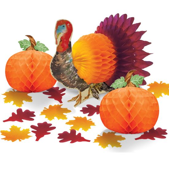 Picture of Amscan Paper Traditional Thanksgiving Table Decorating Kits, Set Of 4 Kits