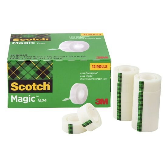 Picture of Scotch Magic Invisible Tape, 3/4in x 1,000in, Pack Of 12 Rolls