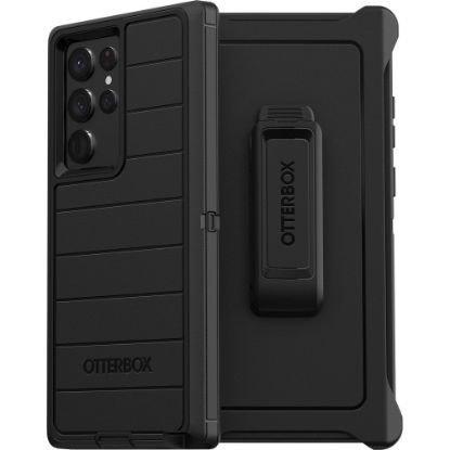 Picture of OtterBox Defender Series Pro Rugged Carrying Case (Holster) Samsung Galaxy S22 Ultra Smartphone - Black - Bacterial Resistant Exterior, Drop Resistant, Scrape Resistant, Dirt Resistant Port, Dust Resistant Port, Lint Resistant Port - Holster