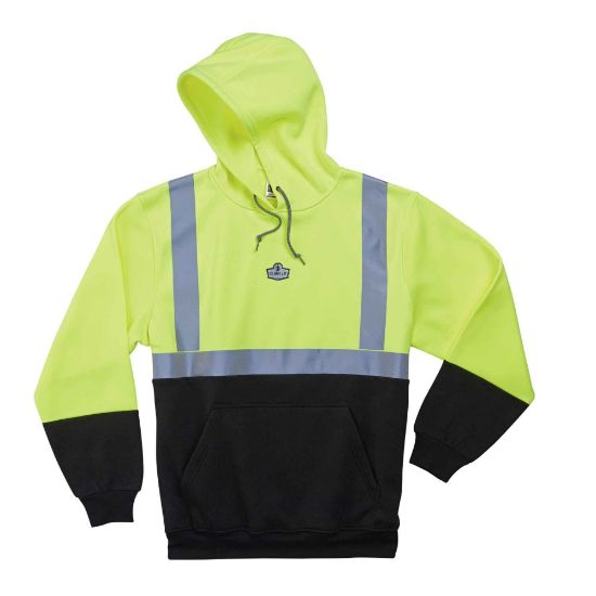 Picture of Ergodyne GloWear 8293 Type R Class 2 Hooded Sweatshirt, 3X, Lime