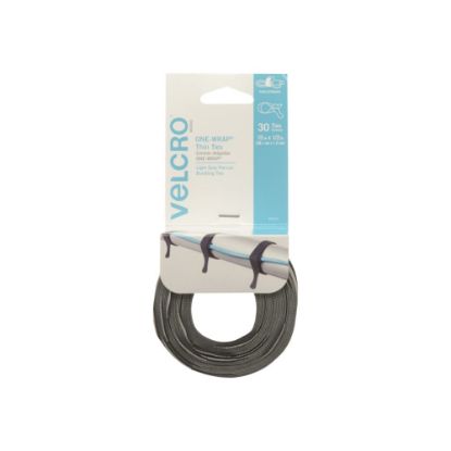 Picture of VELCRO Brand VELCRO Brand Reusable Cable Ties - Cable Tie - Black, Gray - 30 Pack