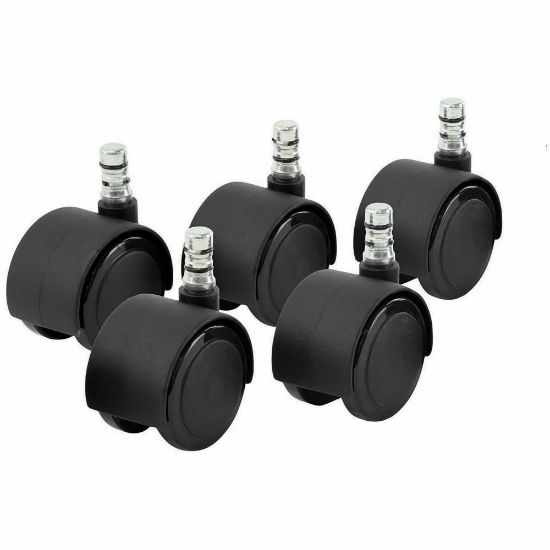 Picture of Master Caster Duet Noiseless Chair Mat Casters - 2in Diameter - 110 lb - Polyurethane - Matte Black - 5 / Set