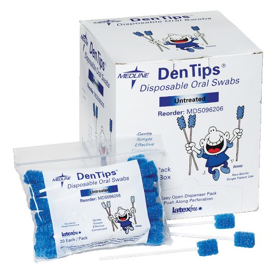 Picture of Medline DenTips Oral Swabsticks, Untreated, Blue, Case Of 1,000