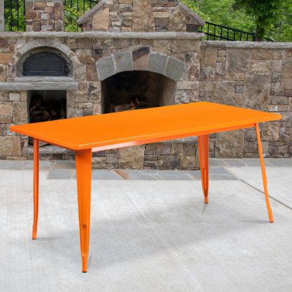 Picture of Flash Furniture Commercial Grade Indoor/Outdoor Metal Table, 29-1/2inH x 31-1/2inW x 63inD, Orange