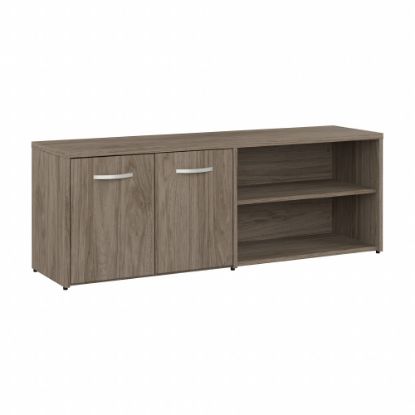 Picture of Bush Business Furniture Hybrid Low Storage Cabinet With Doors And Shelves, 21-1/4inH x 59-3/16inW x 15-3/4inD, Modern Hickory, Standard Delivery