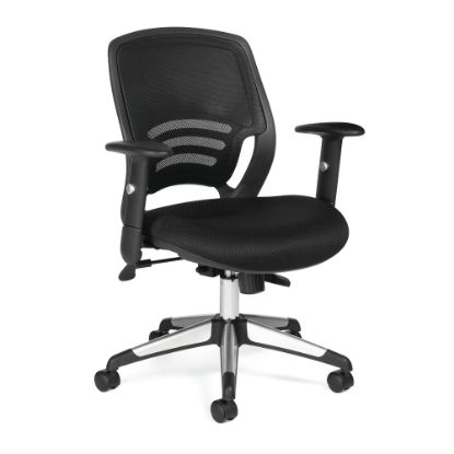 Picture of Offices To Go Mesh Mid-Back Chair, Black/Aluminum