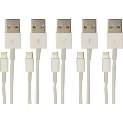 Picture of VisionTek Lightning to USB Cable For iPhone/iPad/iPod, 3.3 ft., Pack Of 5