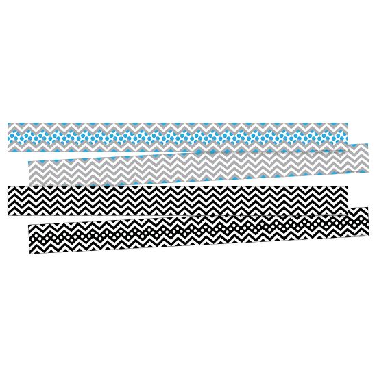 Picture of Barker Creek Double-Sided Border Strips, 3in x 35in, Chevron Black/Blue, Set Of 24