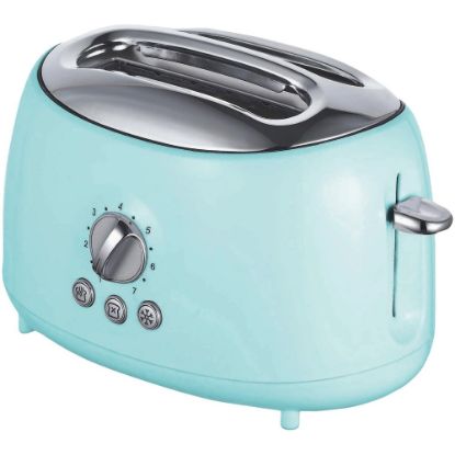 Picture of Brentwood TS-270BL Cool Touch 2-Slice Extra Wide Slot Retro Toaster, Blue - 800 W - Toast, Bagel, Waffle, Browning, Defrost, Reheat - Blue, Silver