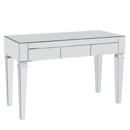 Picture of SEI Furniture Darien Mirrored 3-Drawer 47inW Writing Desk, Matte Silver