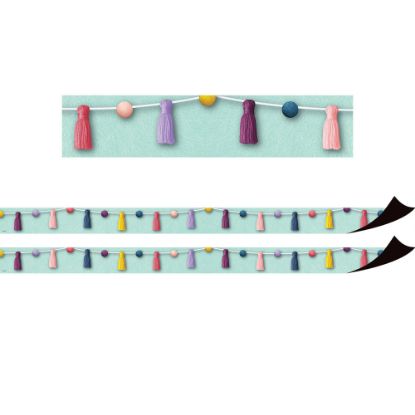 Picture of Teacher Created Resources Magnetic Border, Oh Happy Day Pom-Poms And Tassels, 24ft Per Pack, Set Of 2 Packs