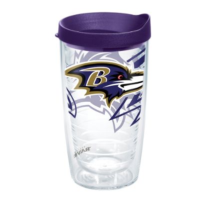 Picture of Tervis NFL Tumbler With Lid, 16 Oz, Baltimore Ravens, Clear