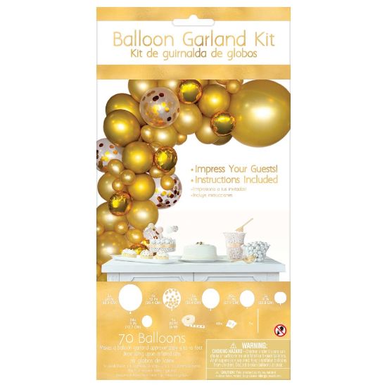 Picture of Amscan Balloon Garland Kit, 24in, Gold, Pack Of 70 Balloons