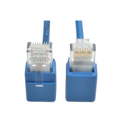 Picture of Tripp Lite Right-Angle Cat6 Gigabit Snagless Molded Slim UTP Ethernet Cable (RJ45 M/M) Blue 1 ft. (0.31 m)