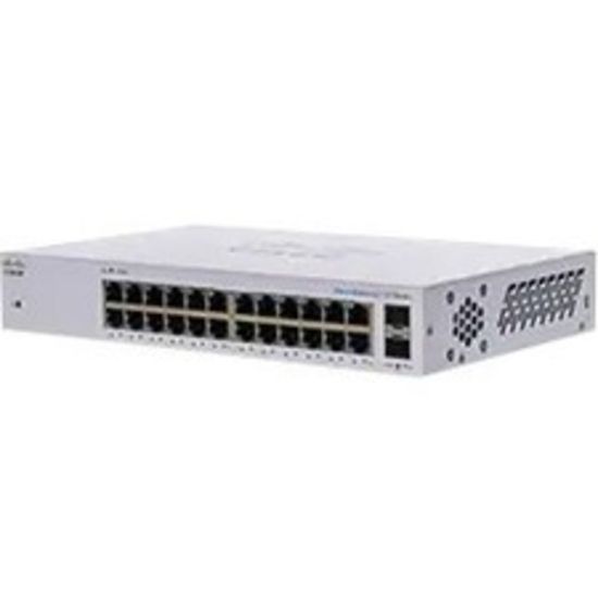 Picture of Cisco 110 CBS110-24T Ethernet Switch - 24 Ports - 2 Layer Supported - Modular - 2 SFP Slots - 16.34 W Power Consumption - Twisted Pair, Optical Fiber - Desktop, Wall Mountable, Rack-mountable - Lifetime Limited Warranty