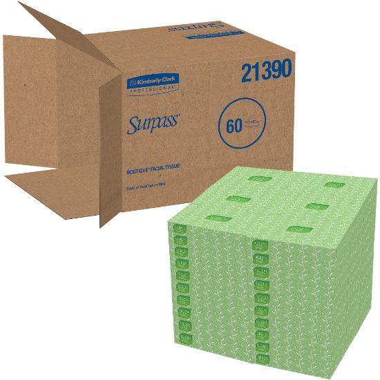 Picture of Surpass 2-Ply Facial Tissues, 45% Recycled, FSC Certified, White, 125 Per Box, Pack Of 60