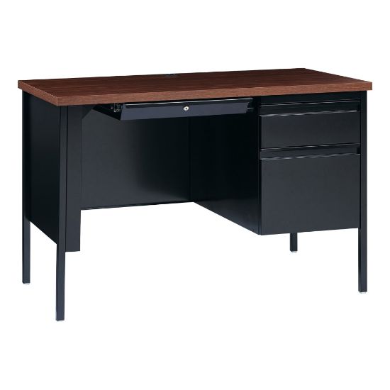 Picture of Lorell Fortress 46inW Right-Pedestal Computer Desk, Black/Walnut