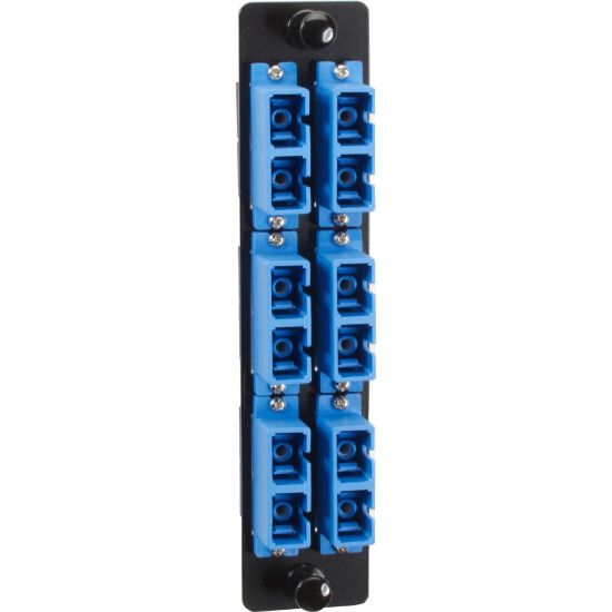 Picture of Black Box High-Density Adapter Panel, Ceramic Sleeves, (6) SC Duplex Pairs, Blue - 6 x SC Duplex - 6 Port(s) - 6 x RJ-11 - 6 x Duplex