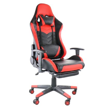 Picture of GameFitz Ergonomic Faux Leather Gaming Chair, Black/Red