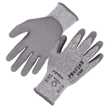 Picture of Ergodyne Proflex 7030-12PR PU-Coated Cut-Resistant Gloves, Large, Gray, Set Of 12 Pairs