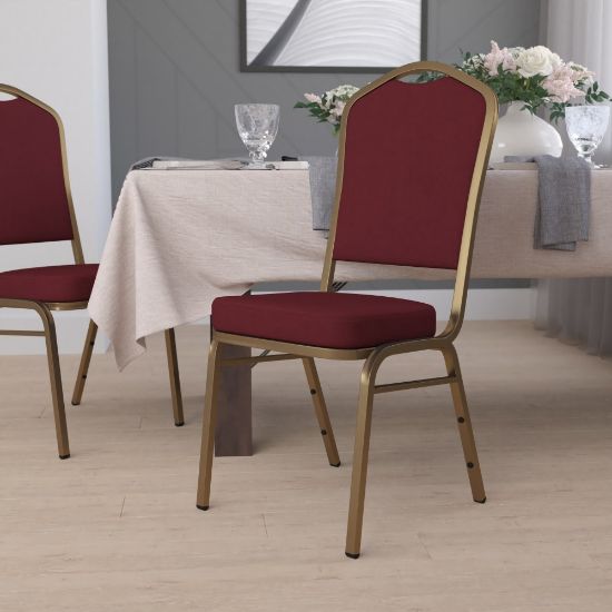 Picture of Flash Furniture HERCULES Series Crown Back Stacking Banquet Chair, Burgundy/Gold