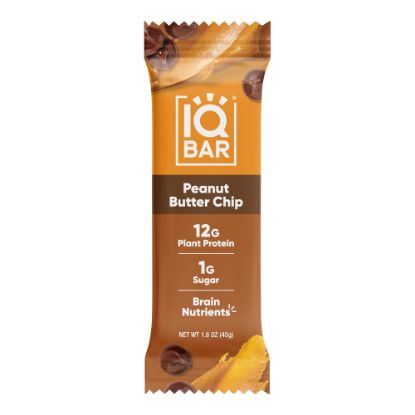 Picture of IQ BAR Brain Fuel Protein Bars, Peanut Butter Chip, 1.6 Oz, Box Of 24 Bars