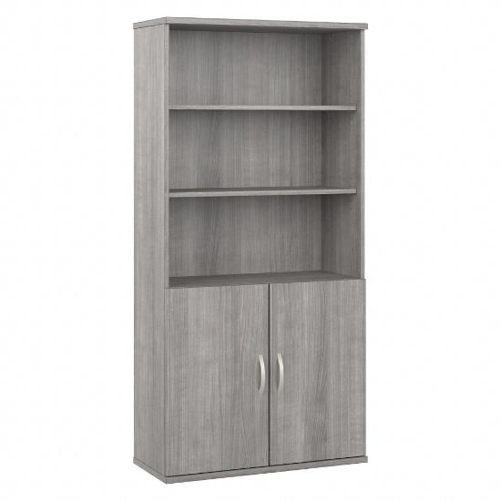 Picture of Bush Business Furniture Hybrid 73inH 5-Shelf Bookcase With Doors, Platinum Gray, Standard Delivery