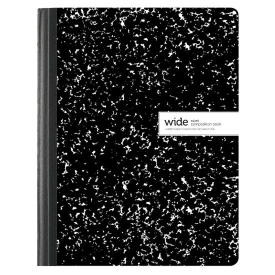 Picture of Office Depot Brand Composition Books, 7-1/2in x 9-3/4in, Wide Ruled, 100 Sheets, Black/White, Pack Of 12 Notebooks