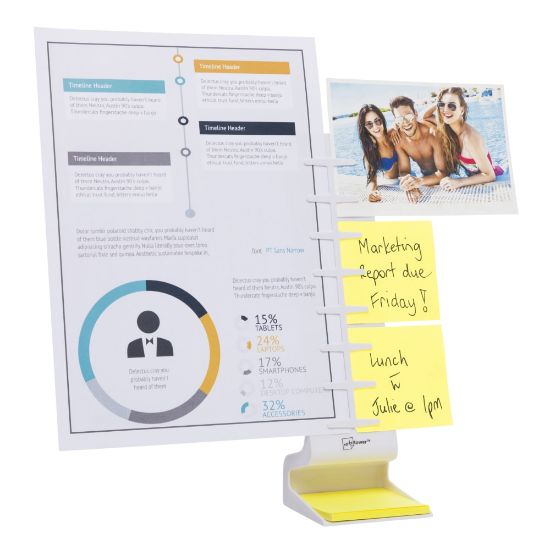 Picture of Note Tower Desktop Pro Memo Holder, 14-1/4inH x 3-1/2inW x 4-5/16inD, White