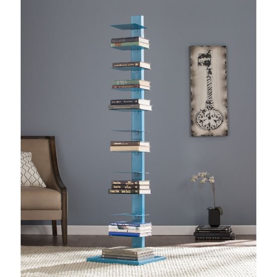 Picture of SEI Furniture Spine Tower Shelf, 65 1/4inH x 15 3/4inW x 16inD, Bright Cyan