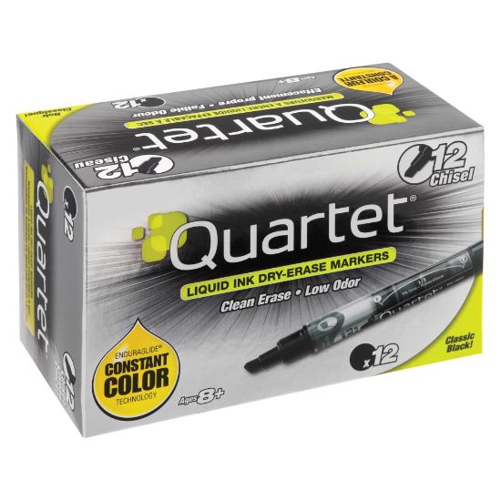 Picture of Quartet EnduraGlide Dry-Erase Markers, Chisel, Black, Pack Of 12