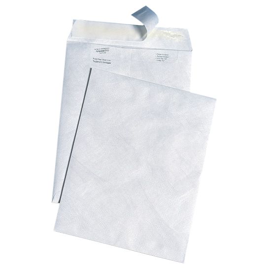 Picture of Quality Park Tyvek Envelopes, 9in x 12in, Embossed Texture, Self-Adhesive, White, Box Of 100