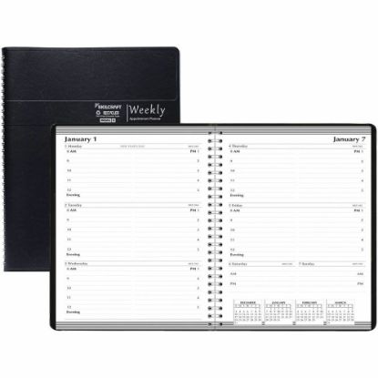 Picture of SKILCRAFT Appointment Planner - Weekly - 12 Month - January 2025 - December 2025 - 8:00 AM to 5:00 PM - Half-hourly - Monday - Sunday - 1 Week Double Page Layout - 5in x 8in Sheet Size - Wire Bound - Black