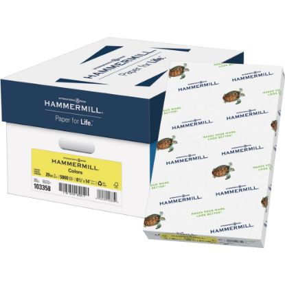 Picture of Hammermill Color Printer & Copy Paper, 10 Reams, Canary, Legal (8.5in x 14in), 5000 Sheets Per Case, 20 Lb