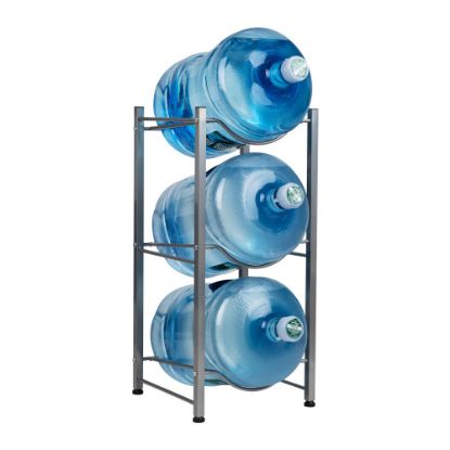 Picture of Mind Reader 5 Gallon Water Jug Stand Metal 3 Tier Water Cooler Stand, 28-3/4inH x 13 1/2inW x 13 1/2inD, Silver