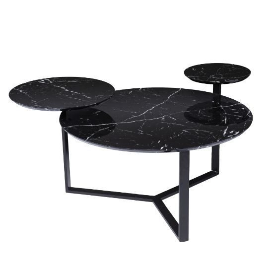 Picture of SEI Saxelby Faux Marble Cocktail Table, 20-1/4inH x 43inW x 33inD, Black