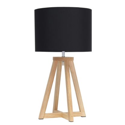 Picture of Simple Designs Interlocked Triangular Table Lamp, 19-1/8inH, Black Shade/Natural Base