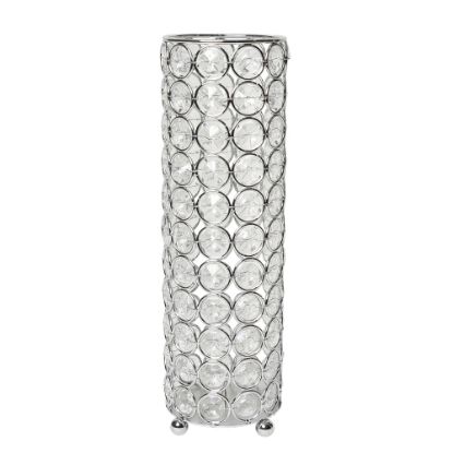 Picture of Elegant Designs Ellipse Crystal Decorative Vase, 10-1/4inH x 3-1/4inW x 3-1/4inD, Chrome