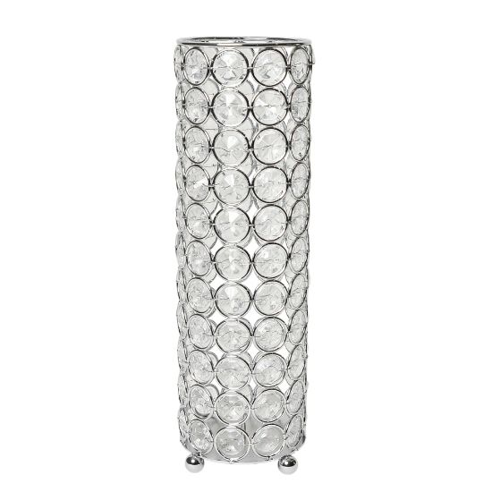 Picture of Elegant Designs Ellipse Crystal Decorative Vase, 10-1/4inH x 3-1/4inW x 3-1/4inD, Chrome