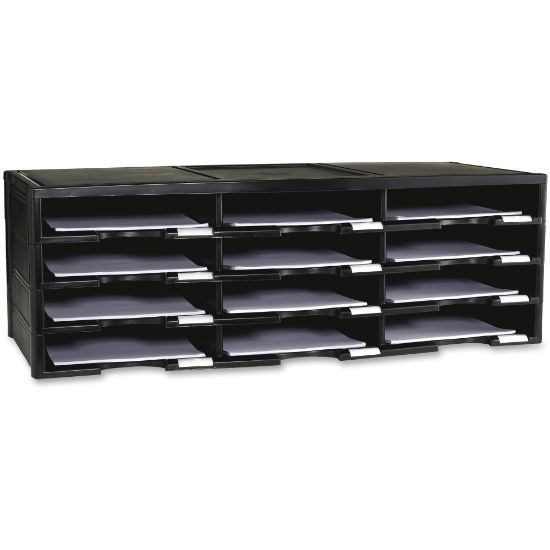 Picture of Storex 12-compartment Organizer - 6000 x Sheet - 12 Compartment(s) - 9.50in x 12in - 10.5in Height x 14.1in Width31.4in Length - 100% Recycled - Black - Polystyrene - 1 Each