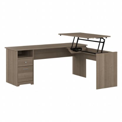 Picture of Bush Furniture Cabot 3-Position Sit-To-Stand Height-Adjustable L-Shaped Desk, 72inW, Ash Gray, Standard Delivery