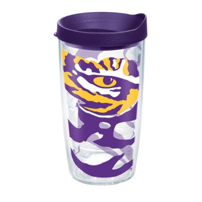 Picture of Tervis Genuine NCAA Tumbler With Lid, LSU Tigers, 16 Oz, Clear