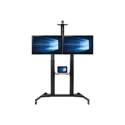 Picture of Eaton Tripp Lite Series Dual Screen Mobile TV Floor Stand Cart Height-Adjustable 35-45in - Cart (fasteners, wrench) - for 2 monitors - steel - black - screen size: 35in- 45in