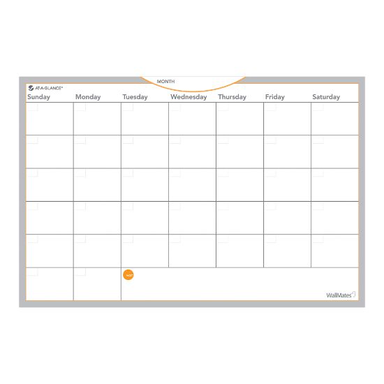 Picture of AT-A-GLANCE WallMates Non-Magnetic Dry-Erase Whiteboard Calendar Surface, 12in x 18in, Monthly Undated