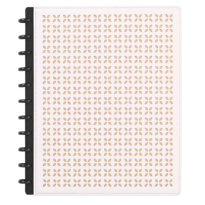 Picture of TUL Discbound Notebook With Die-Cut Leather Cover, Letter Size, Narrow Ruled, 60 Sheets, Pink/Rose Gold