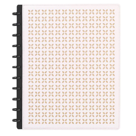 Picture of TUL Discbound Notebook With Die-Cut Leather Cover, Letter Size, Narrow Ruled, 60 Sheets, Pink/Rose Gold