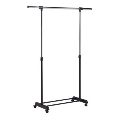 Picture of Honey-Can-Do Expandable Garment Rack, 66 3/4inH x 17 1/4inW x 50inD, Chrome/Black