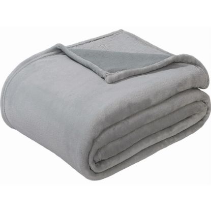 Picture of Sedona House Premium Microfiber Velvet Plush Flannel Throw Blanket, 90in x 108in King, Gray